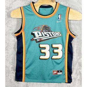 Vtg Nike Sand Knit Stitched Detroit Pistons Grant Hill Jersey Mens‎ Small